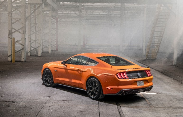 orange Ford Mustang