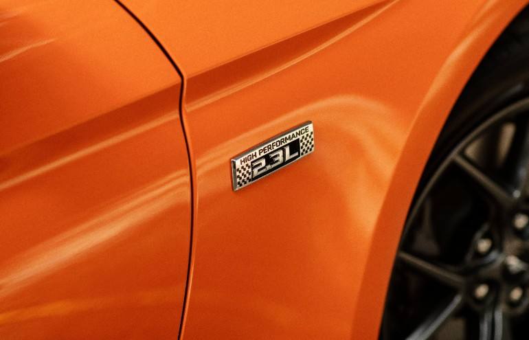 orange Ford Mustang