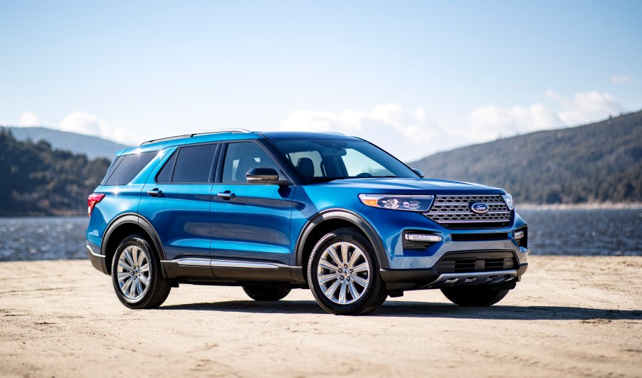 Ford Explorer Hybrid parked in sand