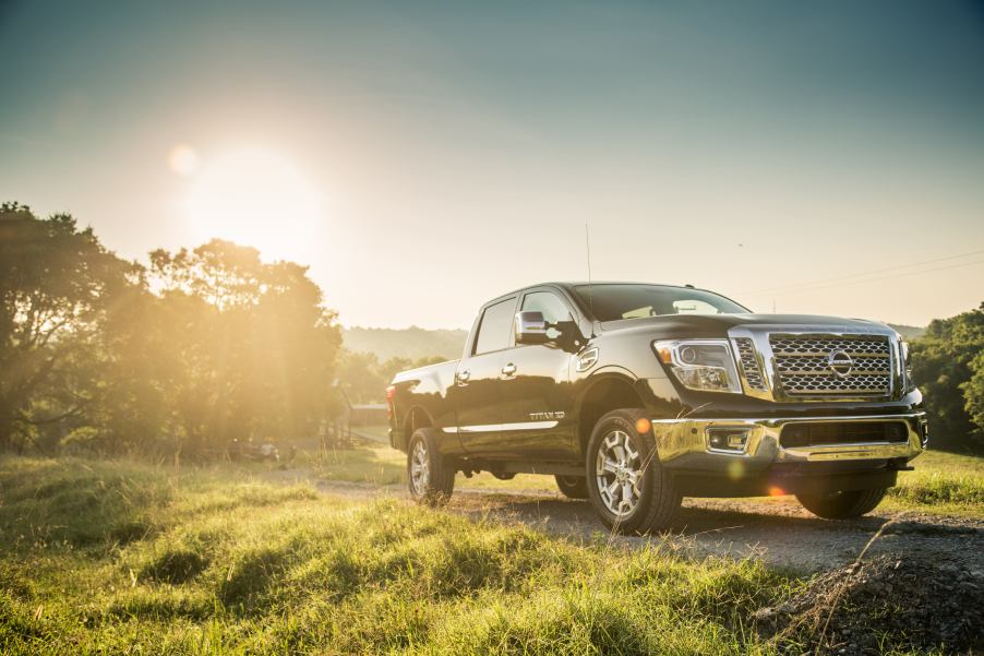 2019 Nissan Titan XD driving on country road