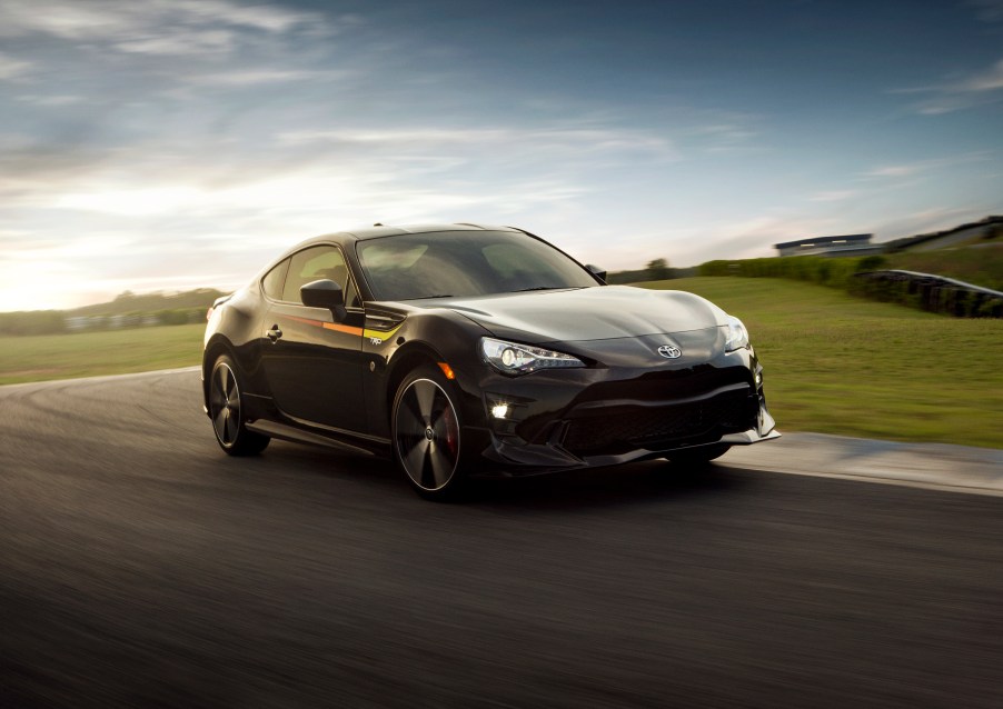 2020 Toyota 86 driving on a race track.