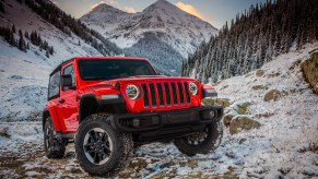 The Jeep death wobble impacts the Wrangler seen here on a mountain