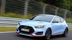 2020 Hyundai Veloster N speeding on pavement