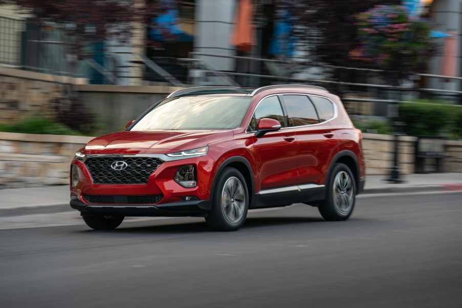 2019 Hyundai Santa Fe driving down city street