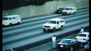 The white Ford Bronco O.J. Simpson was in during a long police chase in 1994