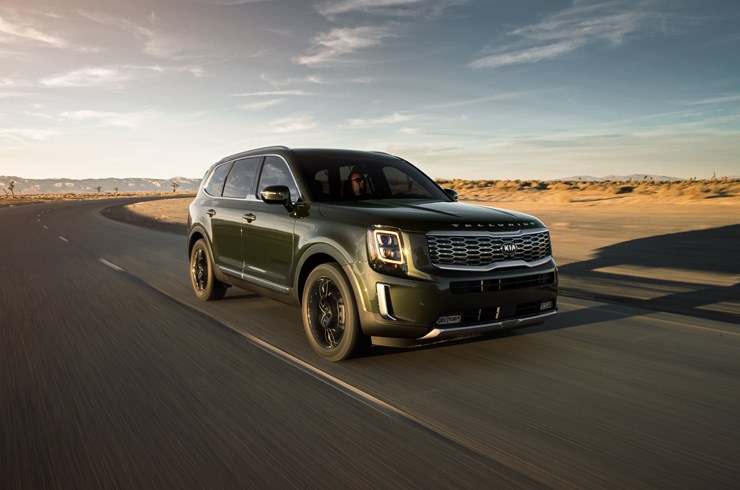 2020 Kia Telluride driving down paved road