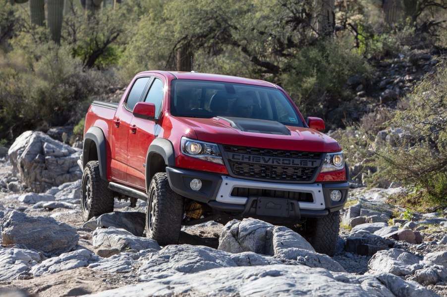 2019 Chevrolet Colorado ZR2 Bison off-roading over rocks