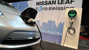 Nissan Leaf charging on stage