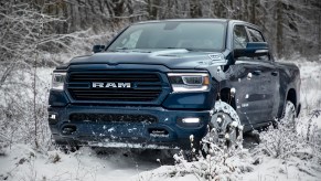 2019 Ram 1500 North Edition driving through snow