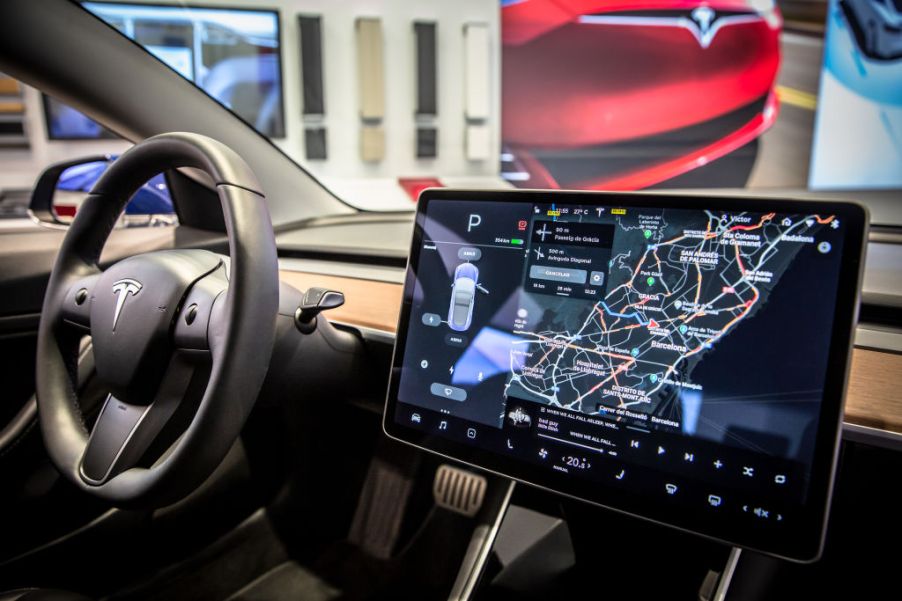 Touch screen navigation system in a Tesla Model 3