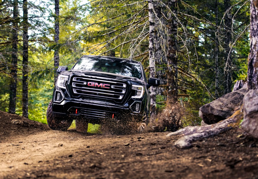 2020 GMC Sierra AT4 off-roading in the woods