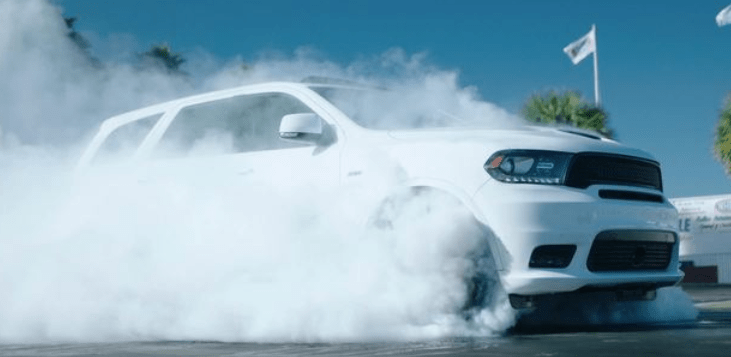 2020 Dodge Durango Burnout, smoke coming from the tires