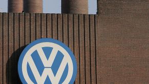 Volkswagen Logo displayed on its German factory.