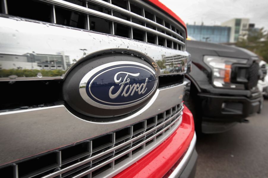 2018 Ford F-150 pickup trucks at a dealership