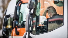 Truck driver in traffic