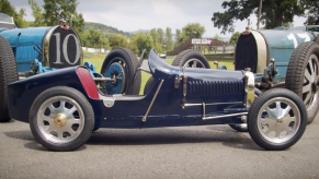 The Buggatti kiddie car on display