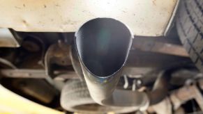 The exhaust pipe is seen on a truck in Davie, Florida