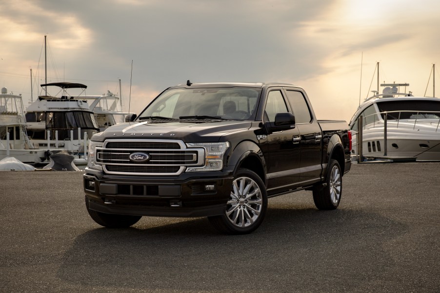 A Ford F-150 Crew Cab Limited in a harbor