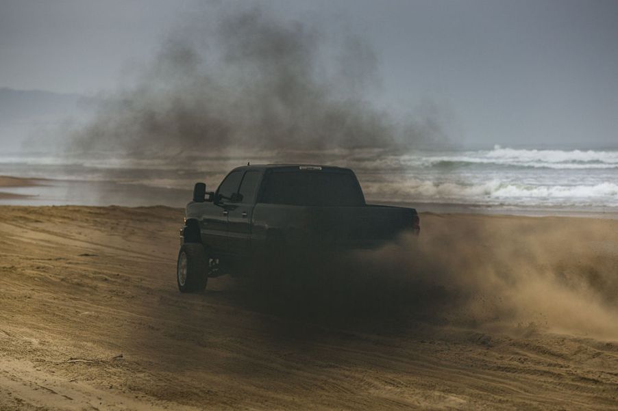 Diesel truck rolling coal