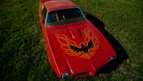 A red 1973 Pontiac Firebird