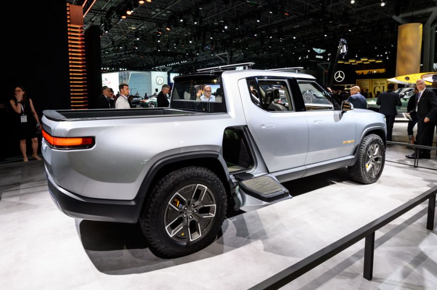 The fastest truck in the world the Rivian R1T on display.