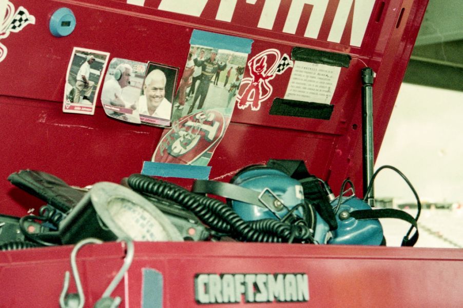 An older Craftsman toolbox filled with tools