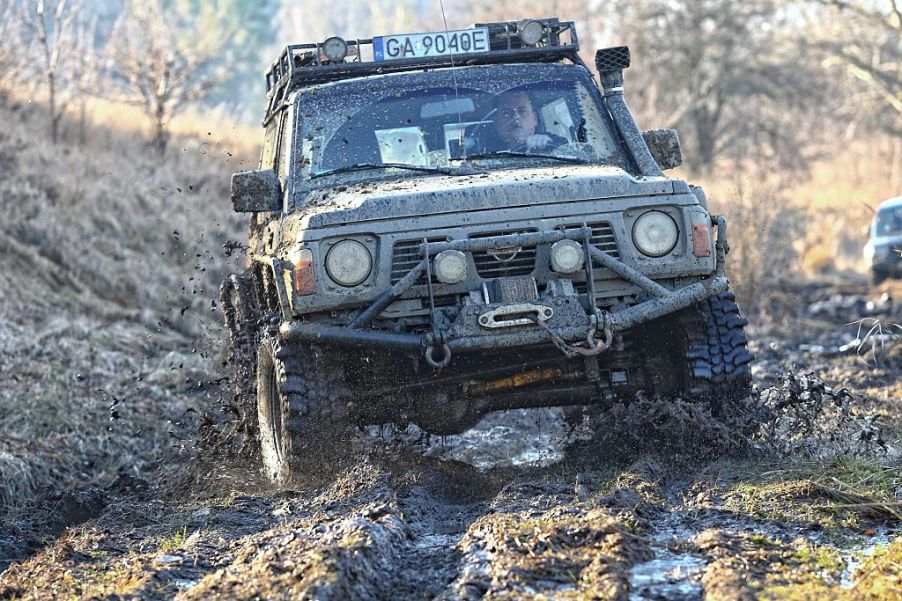 A truck off-roading with a snorkel