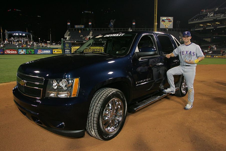 Michael Young of the Texas Rangers is awarded a Chevy Avalanche as the MVP of the 2006 All-Star Game