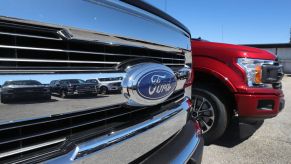 Ford F-150 pickup trucks seen on Metro Ford's sales lot in 2017