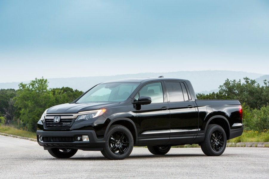 Honda Ridgeline Black Edition parked in front of the horizon