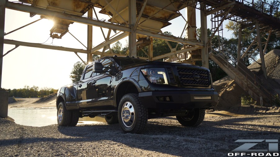 2019 ZL Motorsports Nissan Titan Dually SEMA | Z1 Motorsports-00 parked at construction site