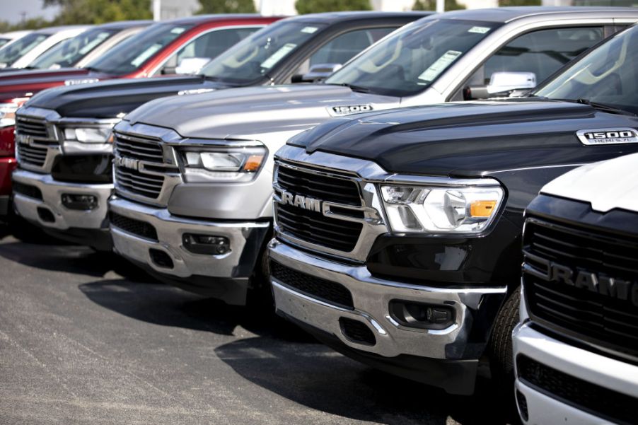 2020 RAM trucks are displayed at a car dealership in Illinois