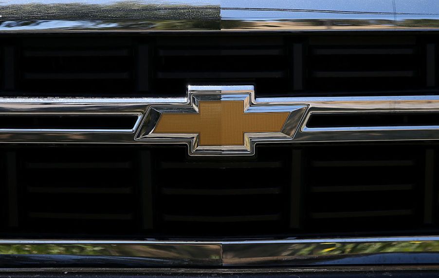 A closeup shot of a Chevrolet Silverado grille