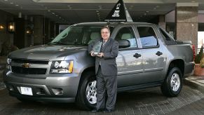 A Chevy Avalanche on display at the Chevrolet offices.