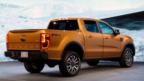 A Ford Ranger on display at an auto show.