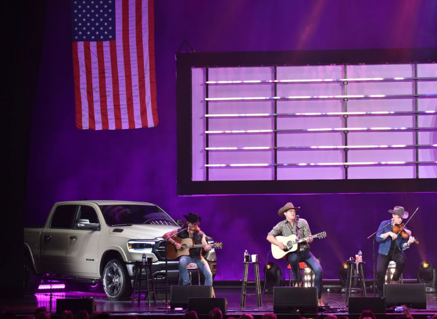 A special edition Ram truck on stage during a charity concert.