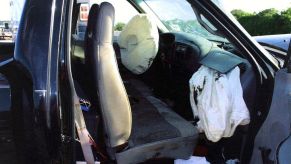 Truck accident with airbags deflated