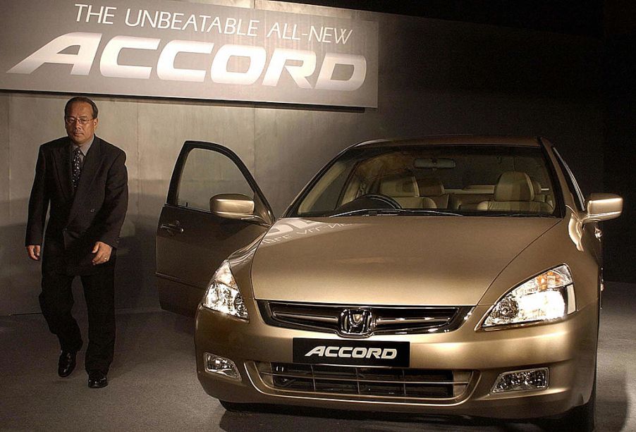 A 2003 Honda Accord on display at an auto show