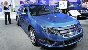 A 2010 Ford Fusion on display at an auto show