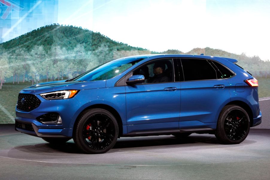 2019 Ford Edge ST on display at the 2018 North American International Auto Show.