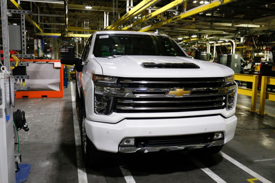 A 2020 Chevrolet Silverado on the assembly line