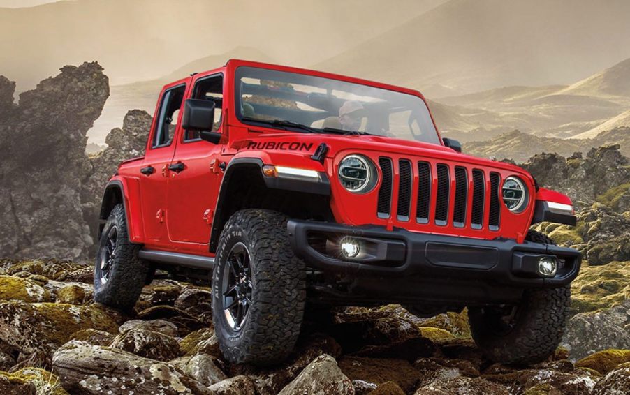 2020 Jeep Wrangler EcoDiesel climbing over rocks