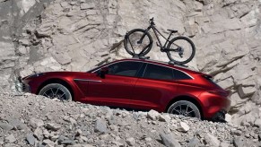 2021 Aston Martin DBX with roof-mounted bicycle