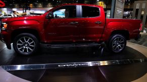 A GMC Canyon Denali on display at an auto show.