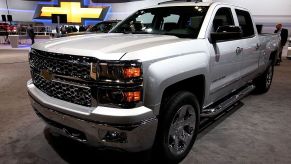 A Chevrolet Silverado on display at an auto show