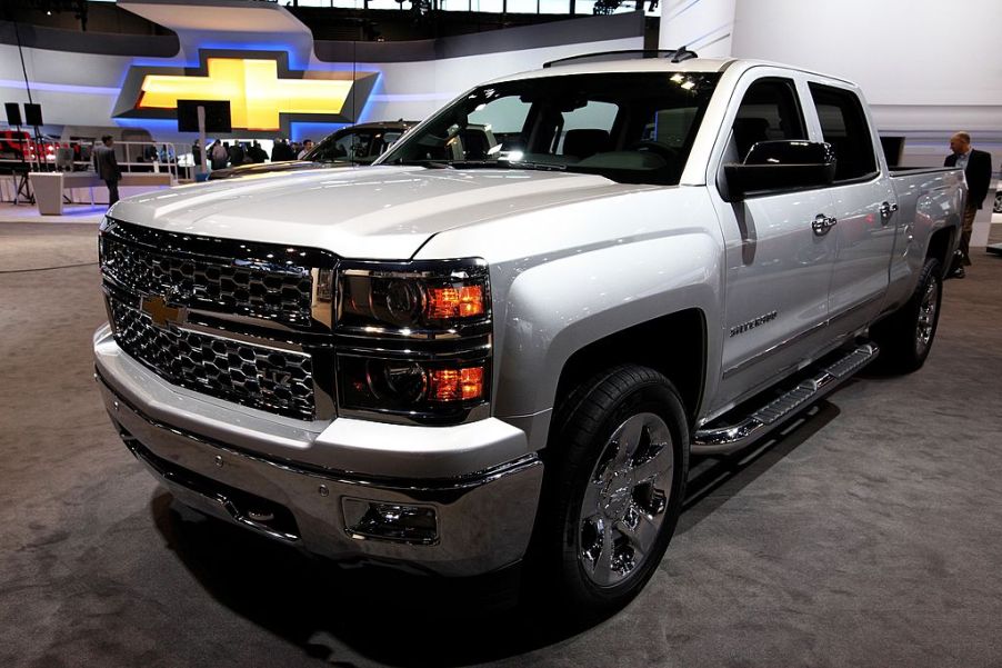 A Chevrolet Silverado on display at an auto show