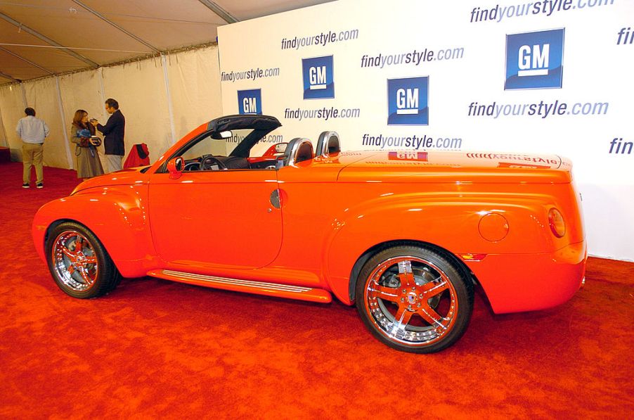 A Chevy SSR on display on the red carpet