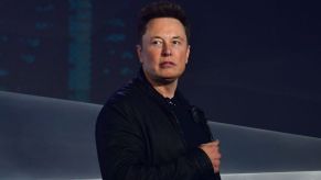 Elon Musk speaking at the Tesla Cybertruck debut.