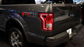 A Ford F-150 FX4 on display at an auto show.