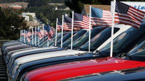 Ford pickup trucks at dealership